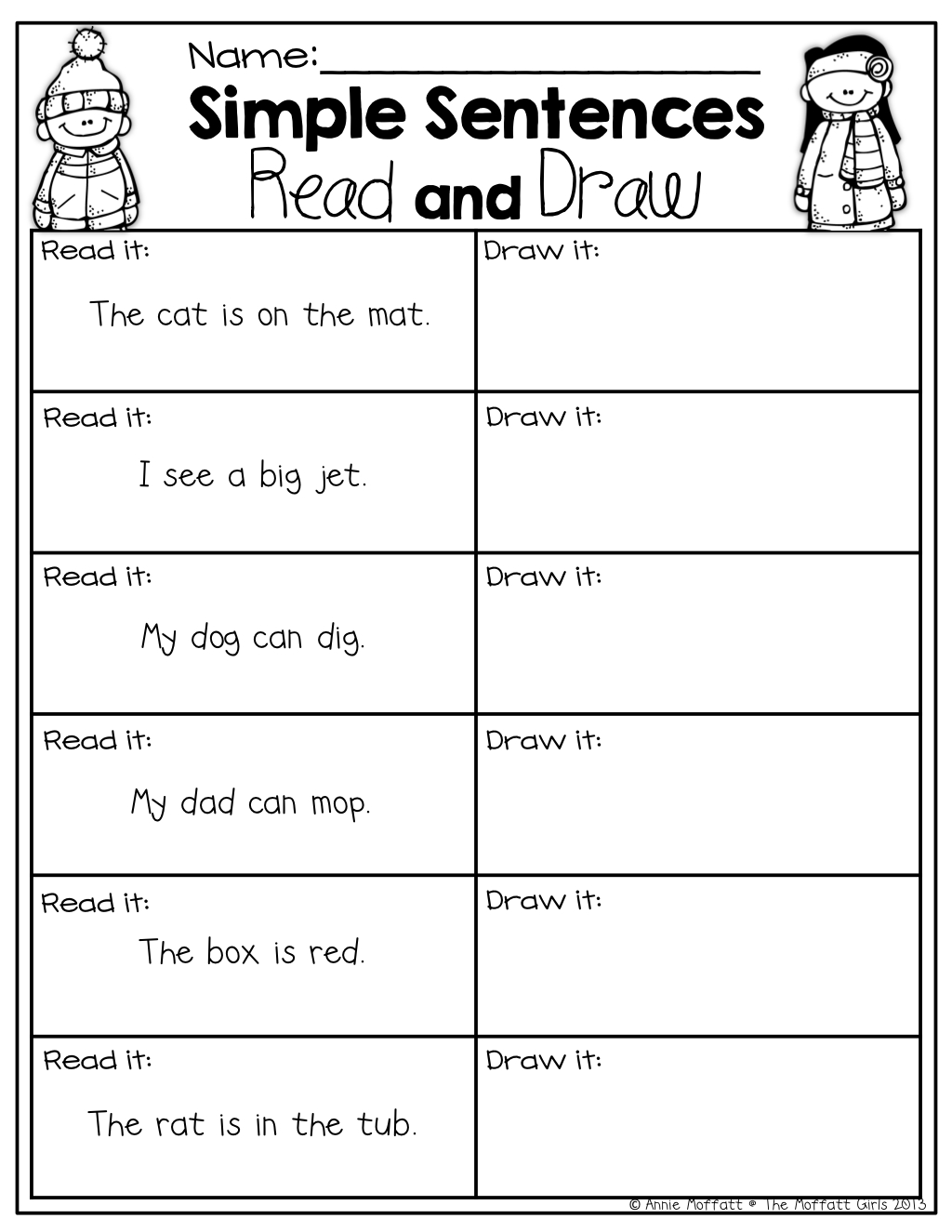 Simple Sentences Worksheet for Kids and Beginners