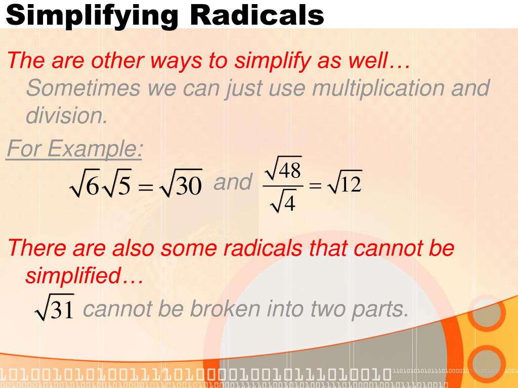 Simplify Radicals With Variables Worksheet