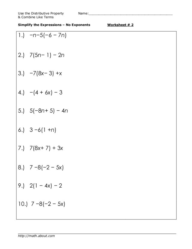 Simplify Expressions with Ease Worksheet Solutions