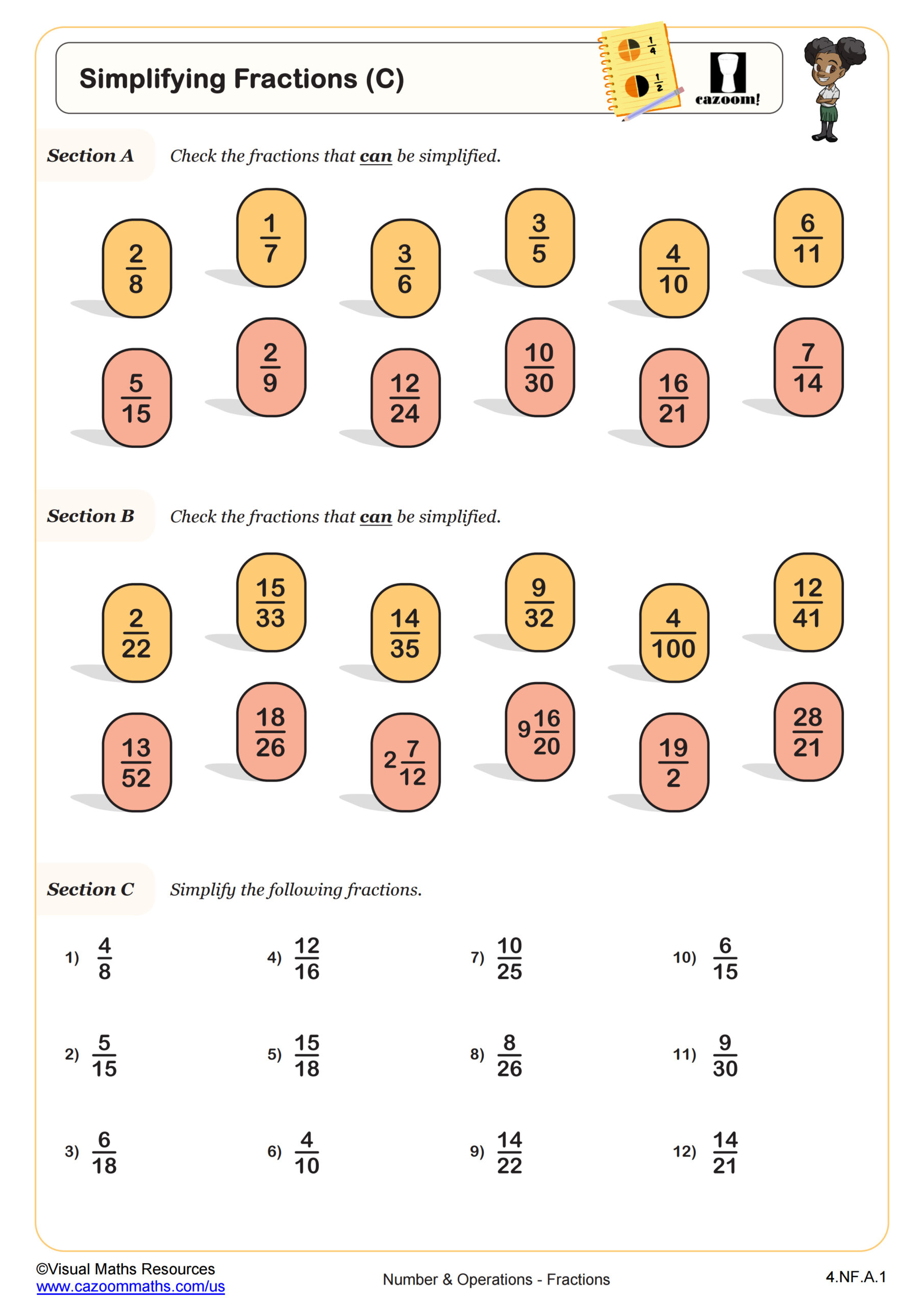 Simplifying Fractions B Worksheet Fun And Engaging 4Th Grade Worksheets Library