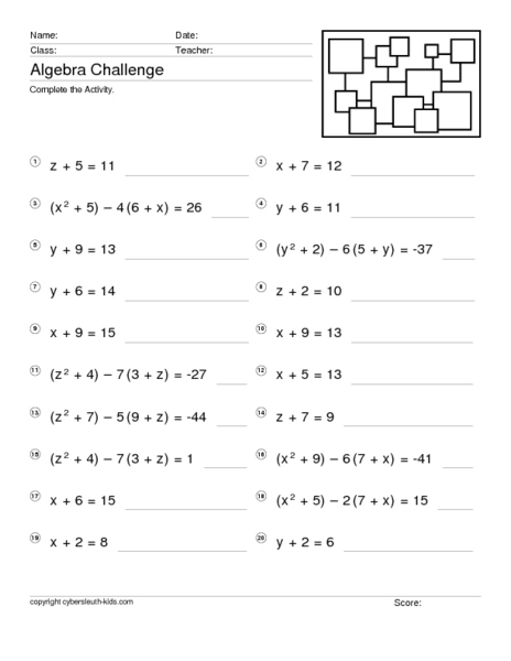 Single Variable Equations Worksheet Pdf