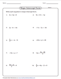 Mastering Slope and Y Intercept with Practice Worksheets