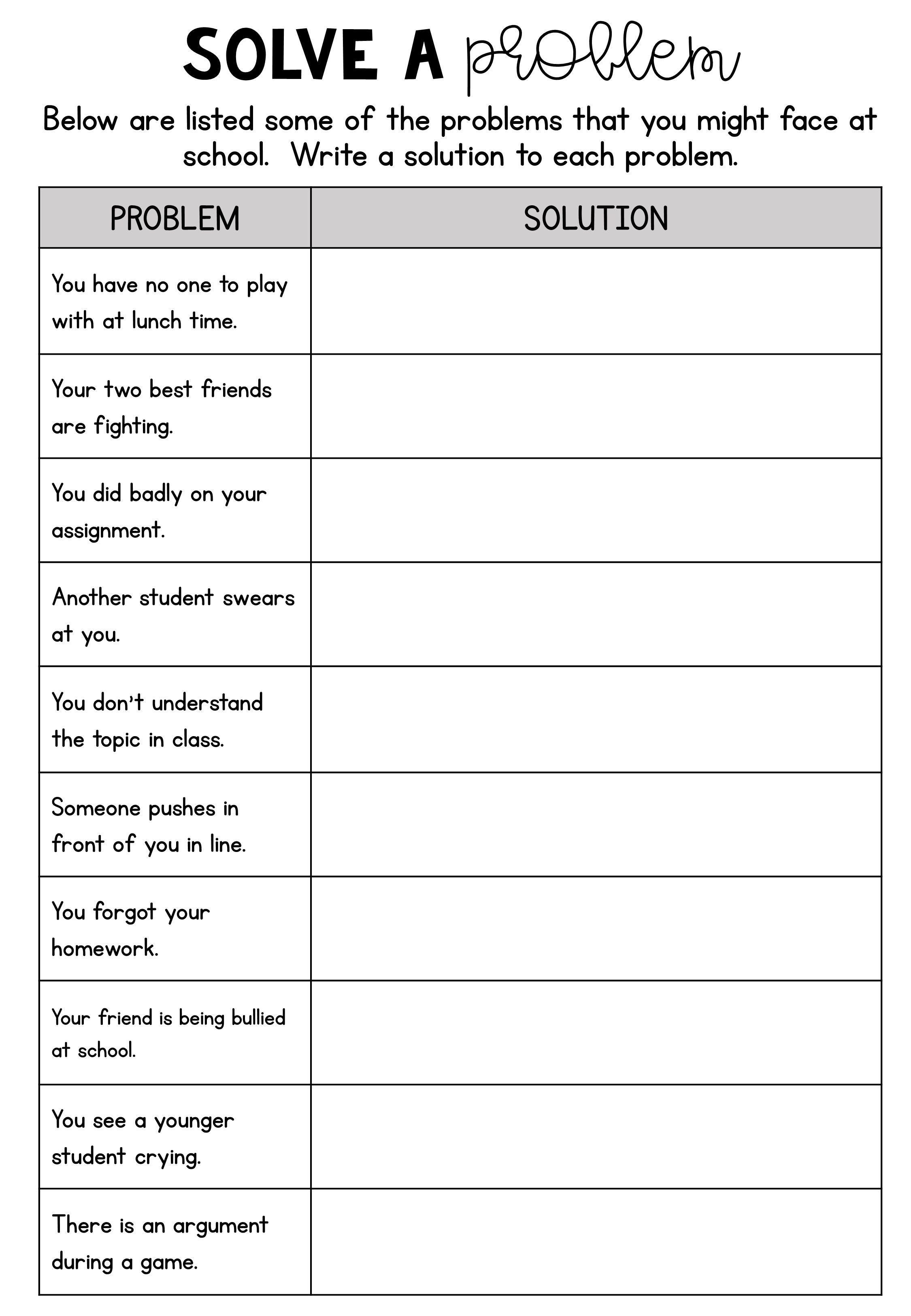 Social Skill Worksheets for Kids and Adults to Excel