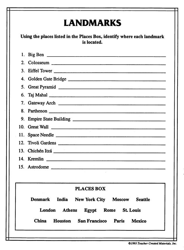 Social Studies Worksheets For 3Rd Graders