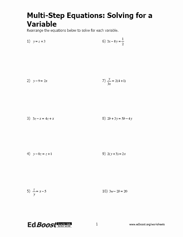 Solve Multi Step Equations Worksheet Easily