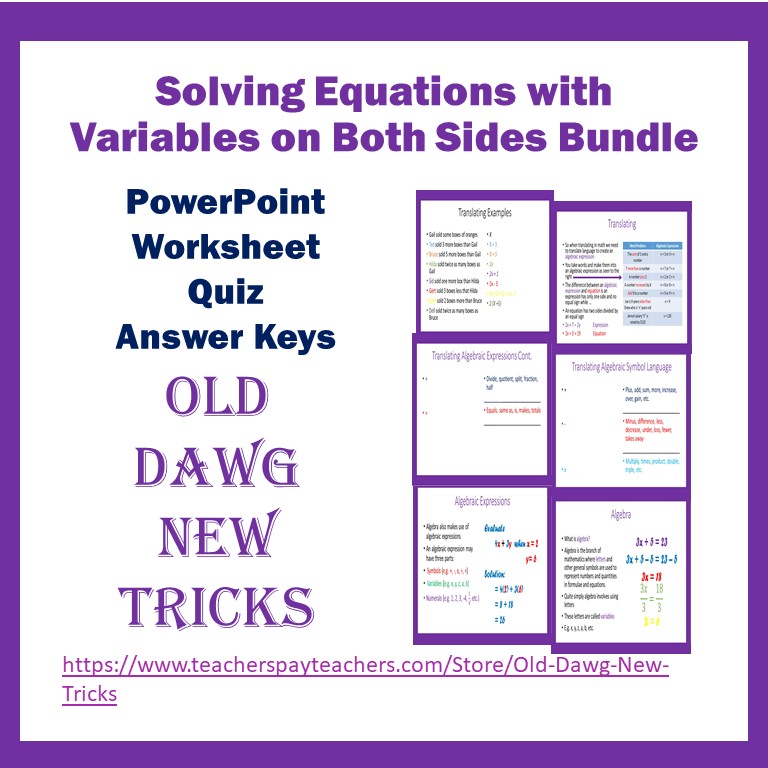 Solving Equation Variable Both Sides Bundle Made By Teachers