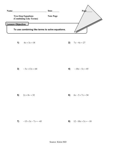 7 Ways to Solve Equations Using Like Terms