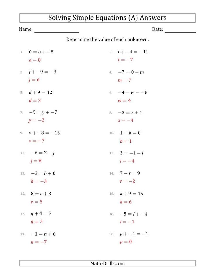 Solving Linear Equations Worksheets