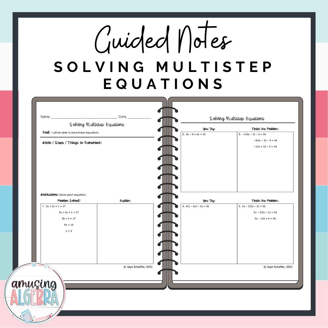 Solving Multi Step Equations Worksheet