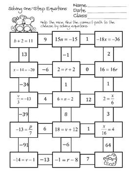 Solving One-Step Equations Made Easy with Worksheets