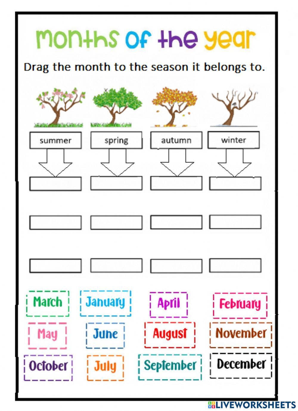 12 Months of the Year in Spanish Worksheet