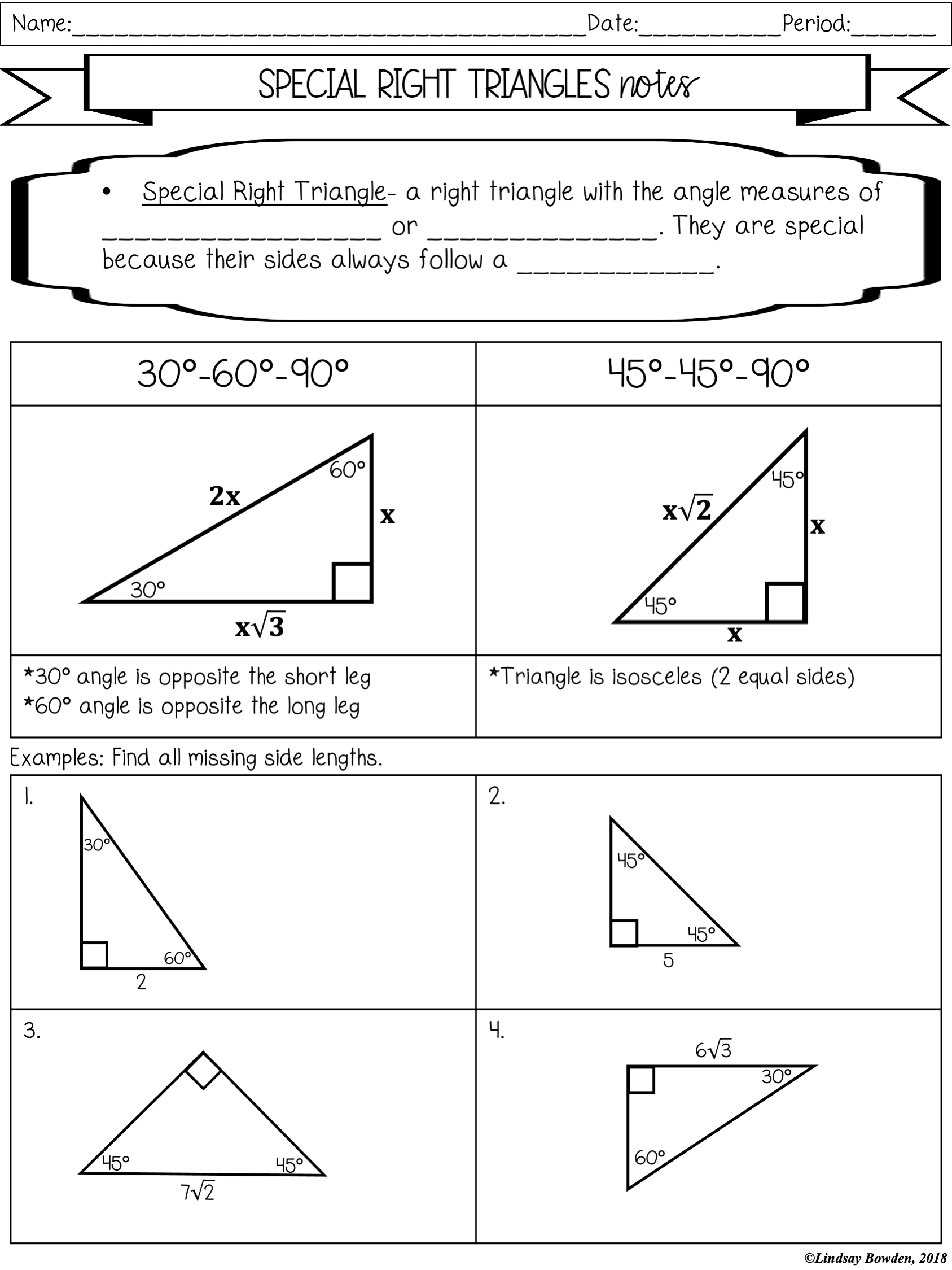 Special Right Triangles Worksheet Answer Key Made Easy