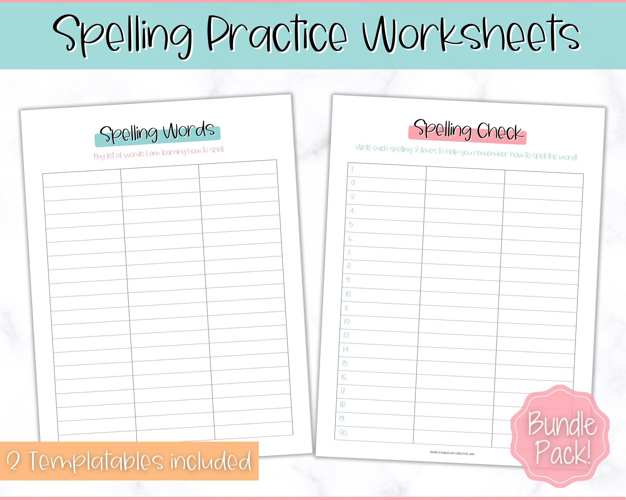 Spelling Practice Printable For Kids Homeschool Teacher Colorful