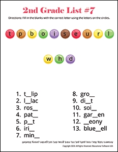 Spelling Worksheet Grade 2