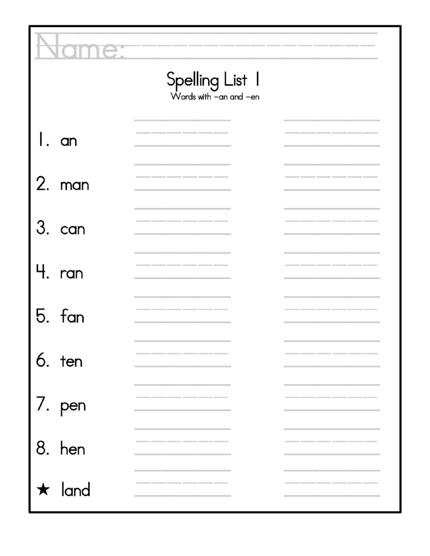 Spelling Worksheets For Grade 2-1