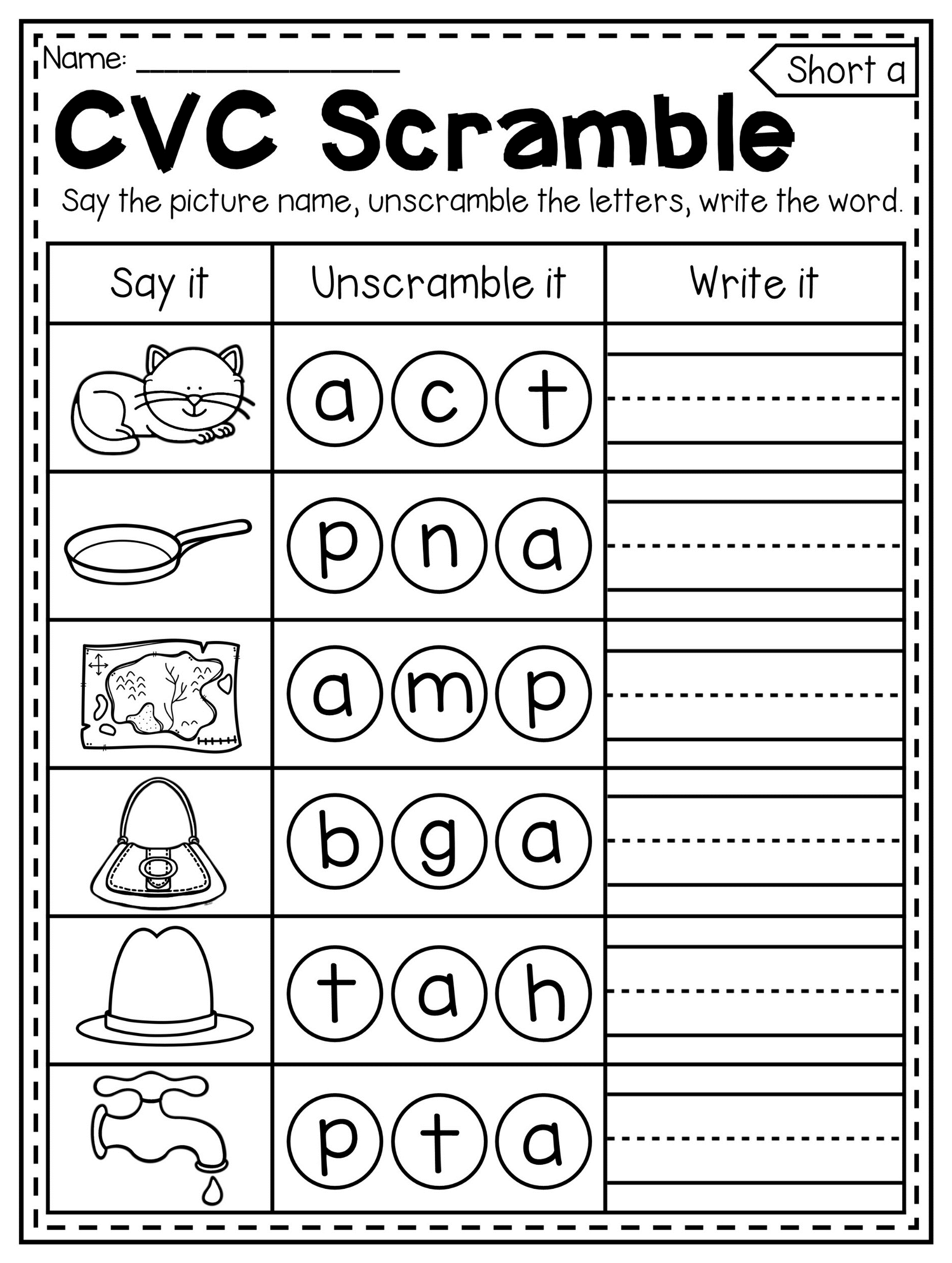 7 Fun Spelling Worksheets for Kindergarten