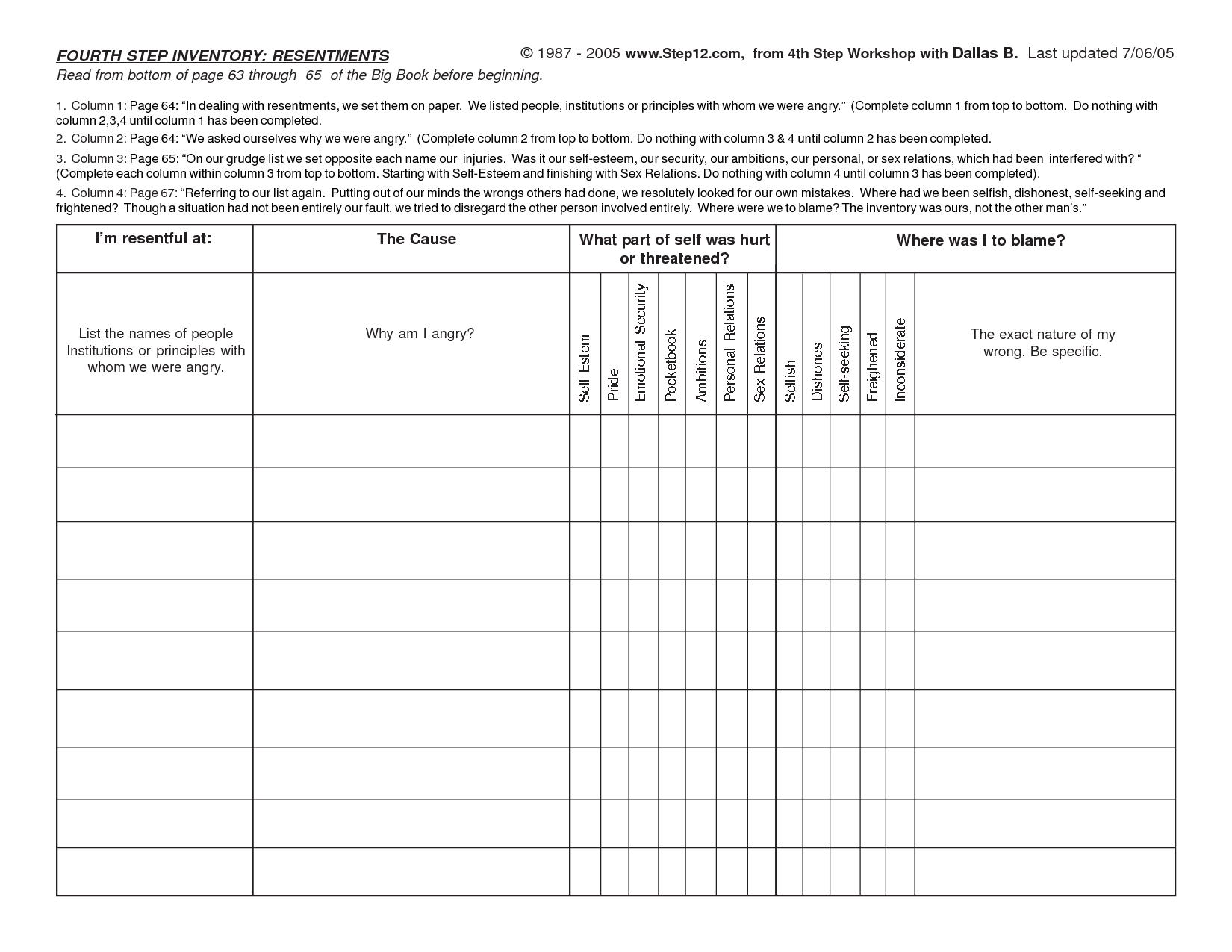 Step 4 Worksheet Printable