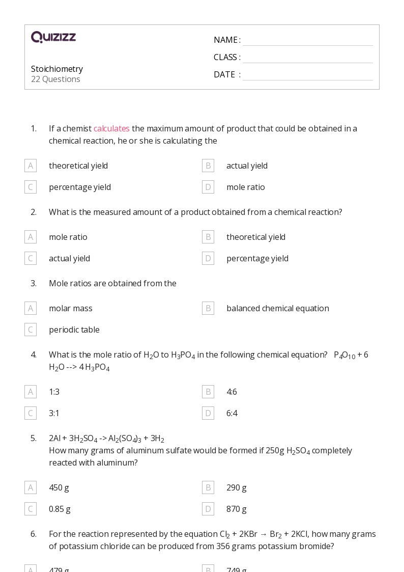 10 Tips for Mastering Stoichiometry Practice Worksheets