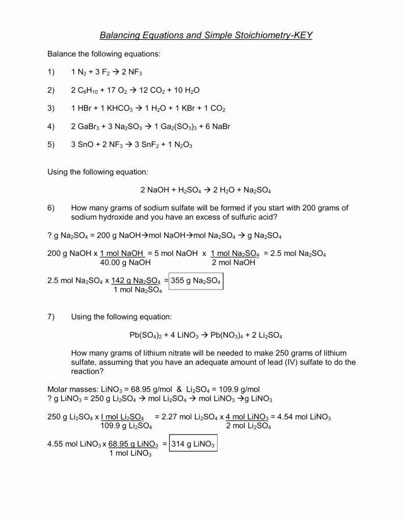 Stoichiometry Worksheet Answers and Solutions Guide