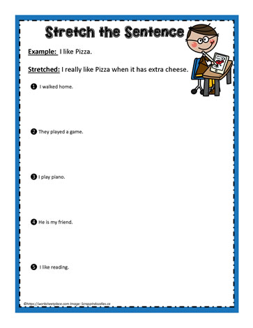 Stretch Sentences Worksheet for Kids and Adults