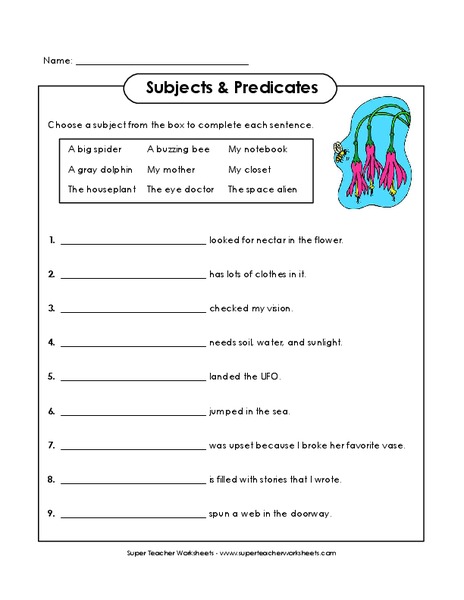 Mastering Subjects and Predicates Worksheets for Students