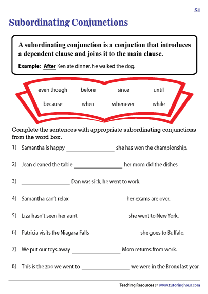 Subordinate Conjunctions Worksheet: Mastering Clauses Made Easy