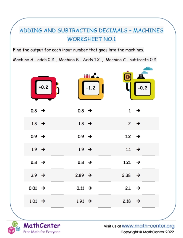 Subtracting Decimals Worksheets for Kids and Adults