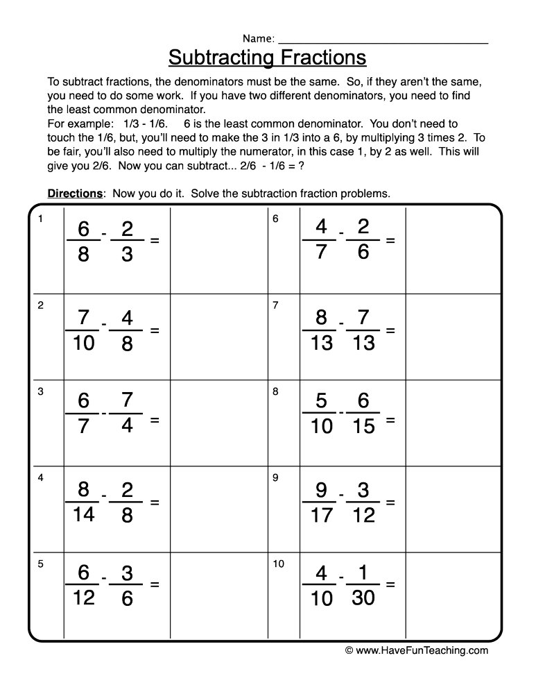 Subtracting Fractions with Same Denominator Made Easy