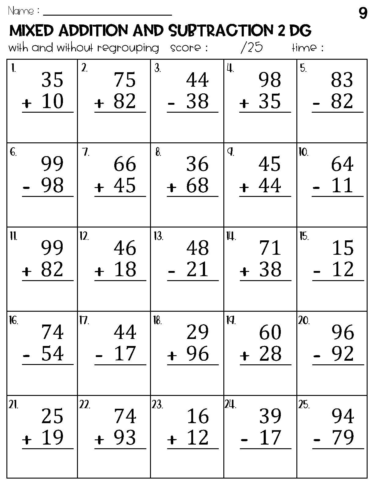 Free Subtraction and Addition Worksheets for Kids