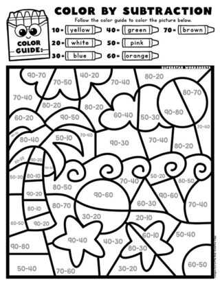 Subtraction Coloring Worksheets Pdf