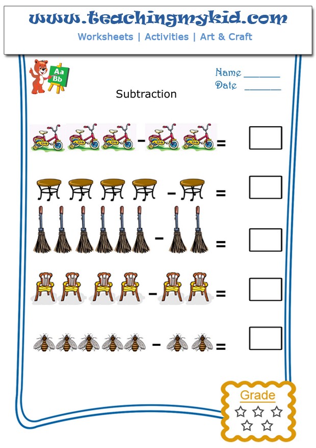 Subtraction Practice for Kindergarten