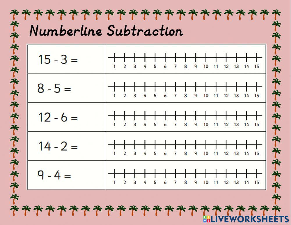 Subtraction On Number Line Worksheet