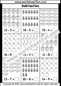 8 Fun Subtraction Within 20 Worksheets for Kids