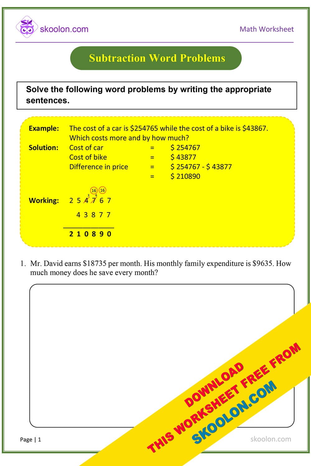 Subtraction Word Problems Learn Definition Facts And Examples