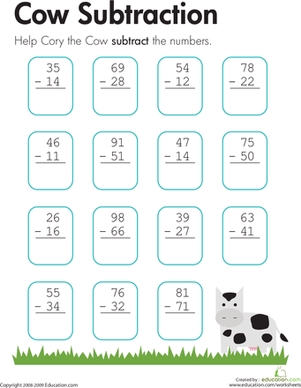 Subtraction Worksheet For Grade 1