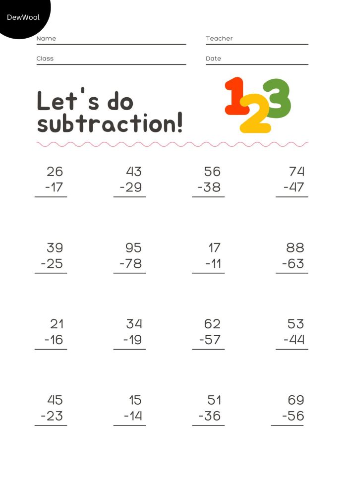 Subtraction Worksheets for 4th Grade Success