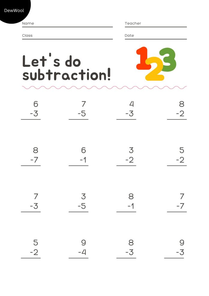 1st Grade Subtraction Worksheets Made Easy