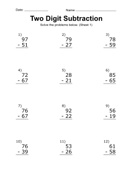 Subtraction Worksheets For 2Nd Grade