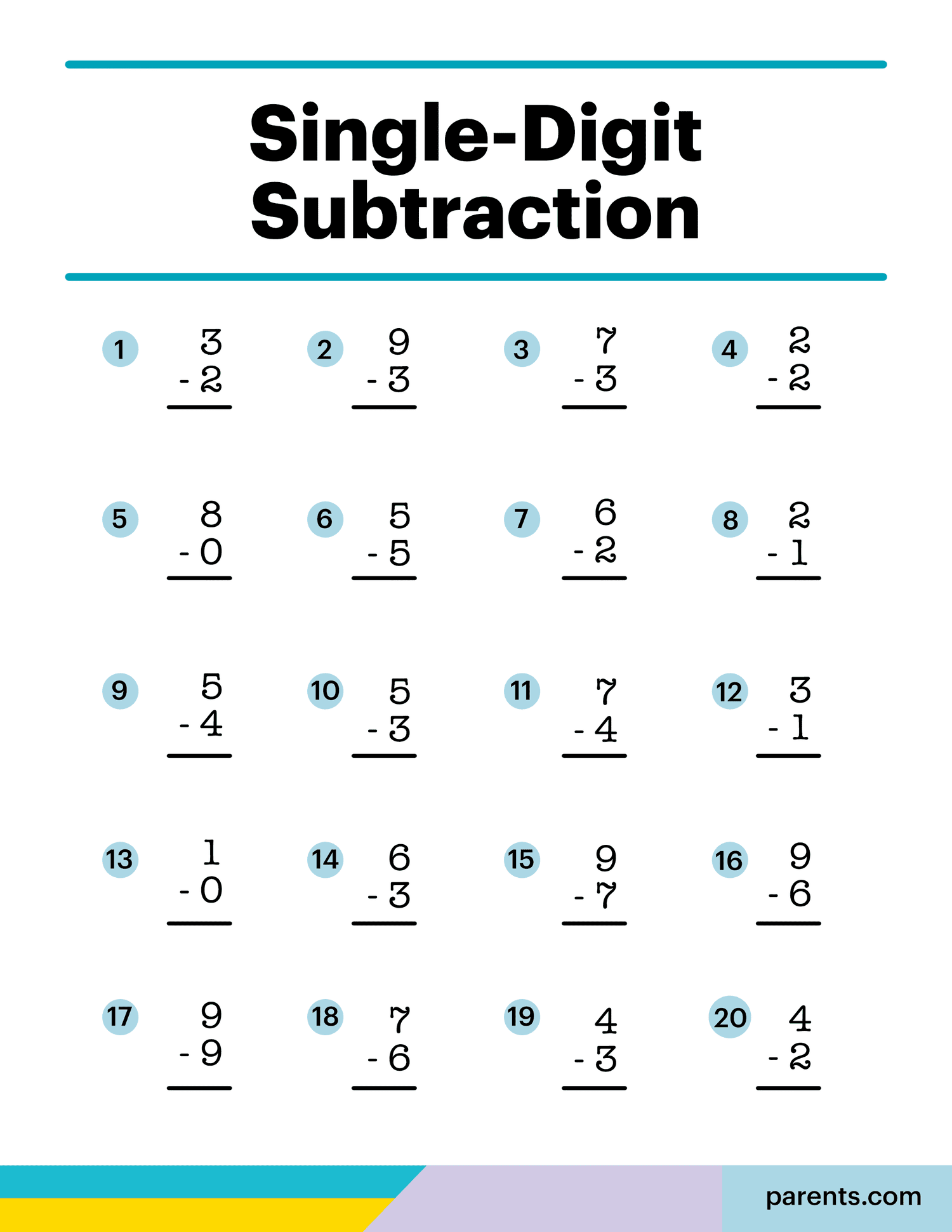 7 Fun Subtraction Worksheets for First Grade