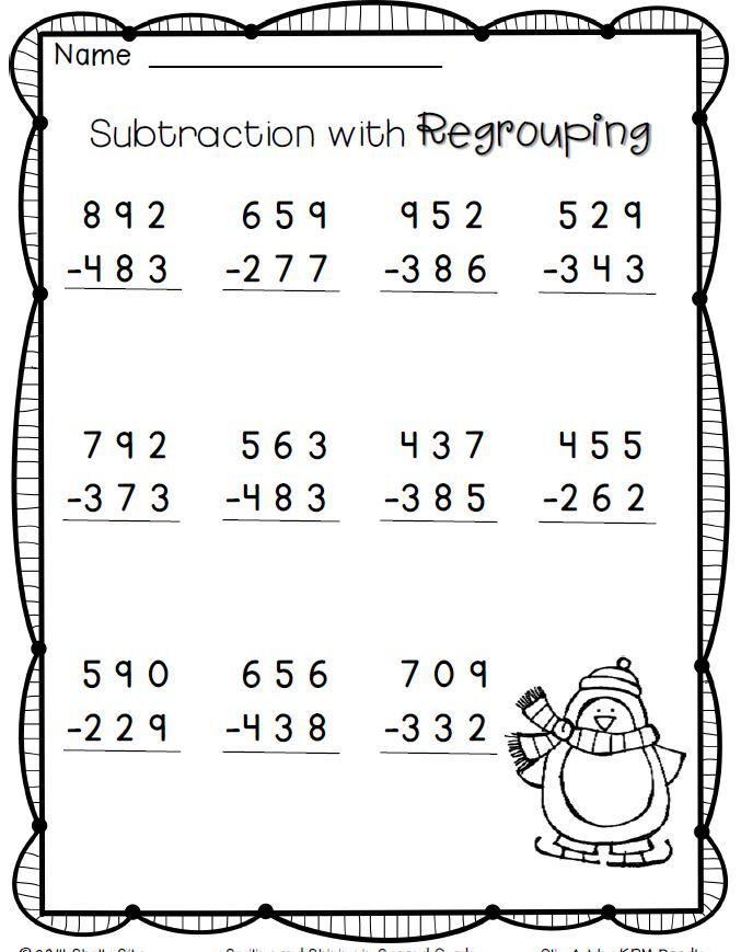 Subtraction Worksheets For Grade 1 Borrowing