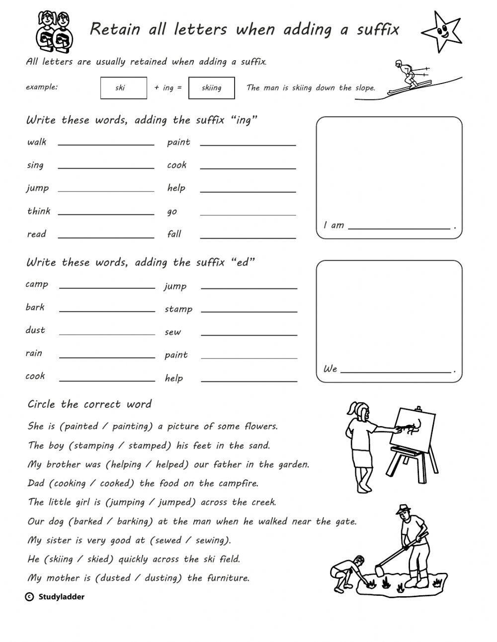 Suffix Ed Worksheet Activities for Kids