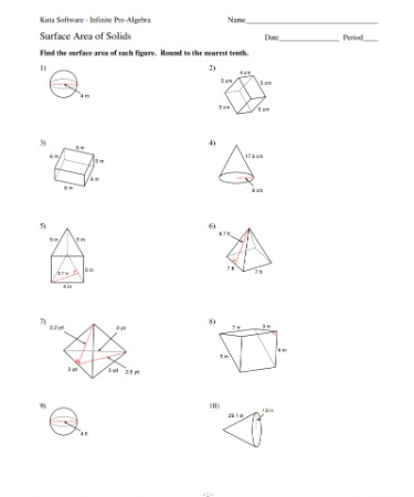 Surface Area Worksheets for Easy Math Practice