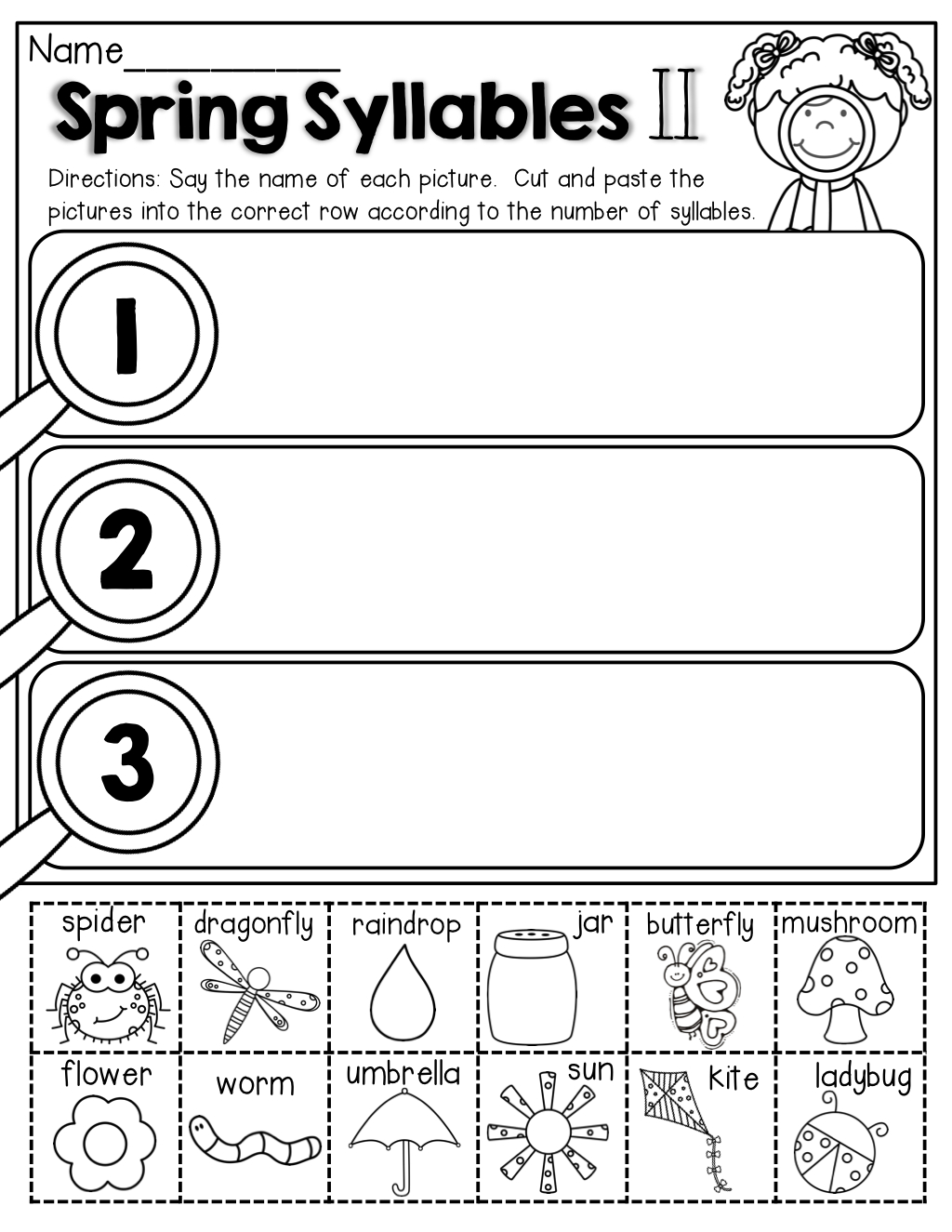 5 Fun Syllable Worksheets for Kindergarten