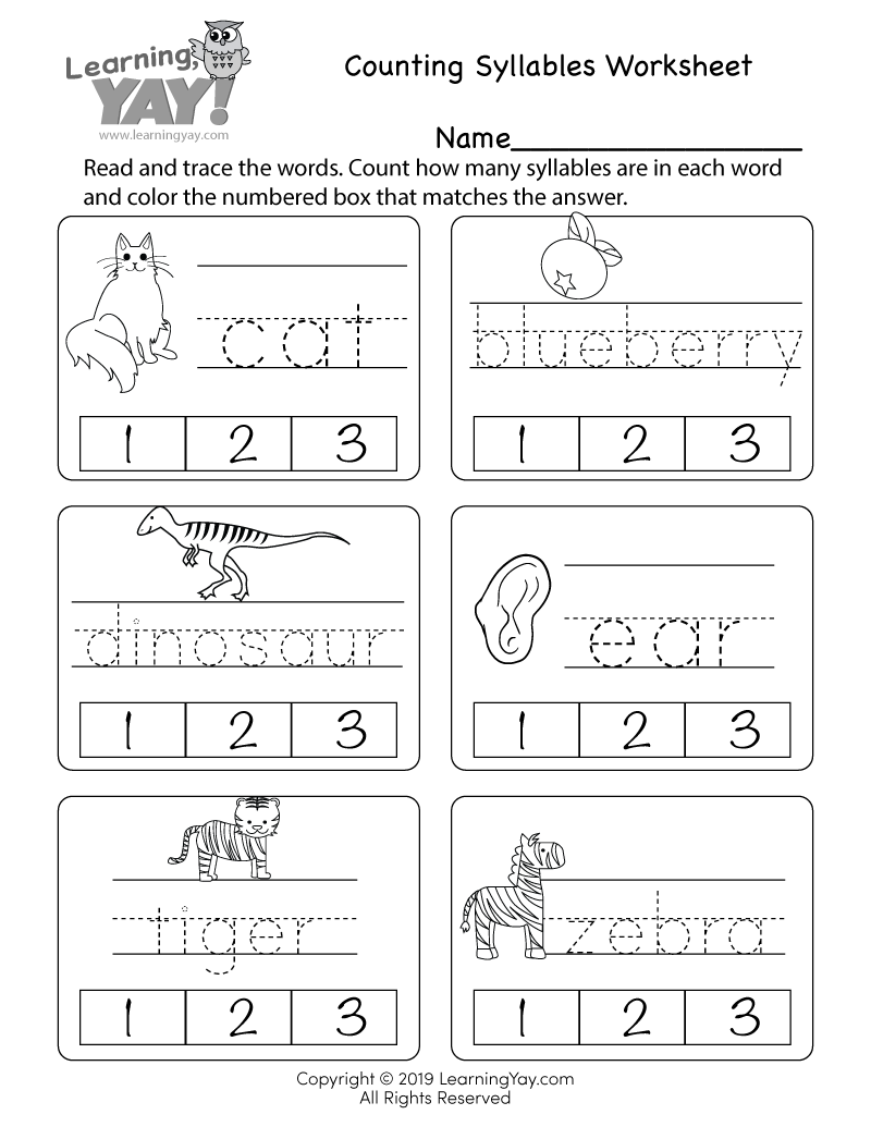 Syllables Worksheets With Answers Pdf