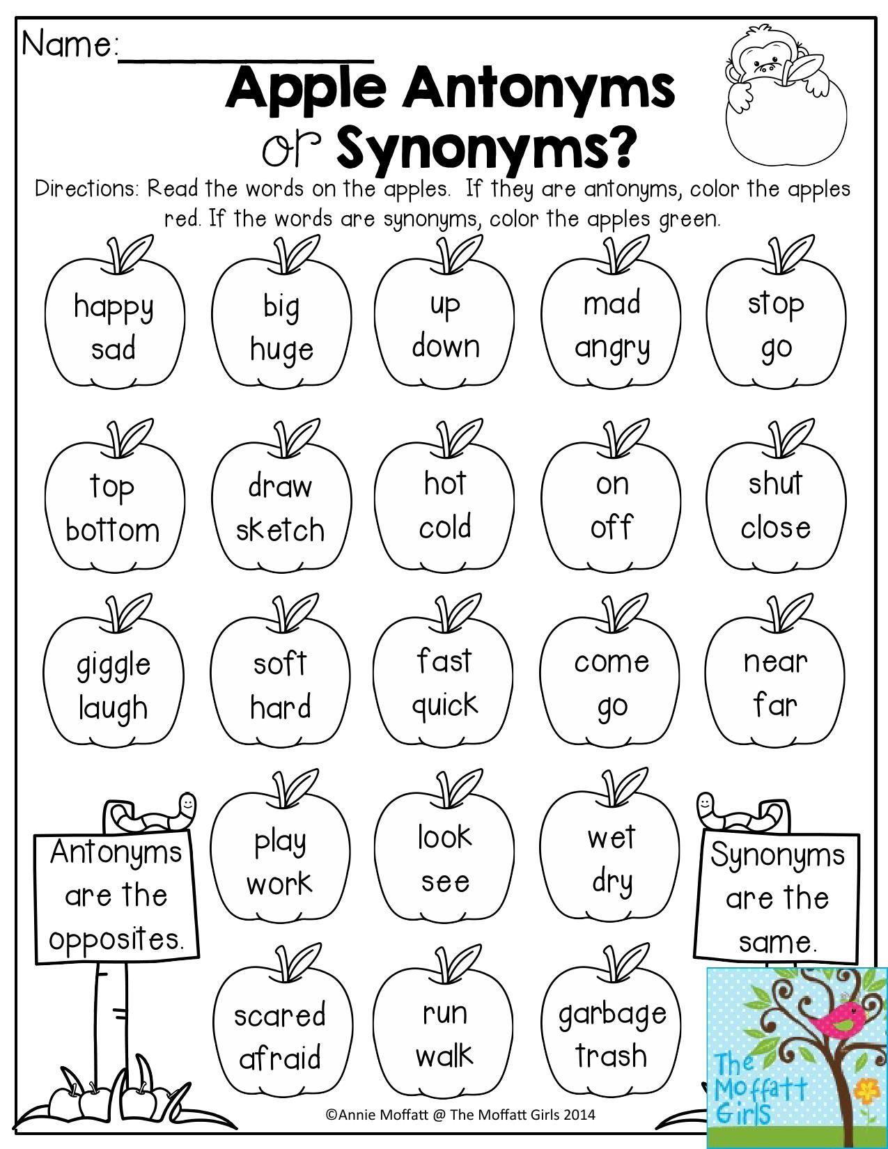 Synonyms Worksheet With Answers