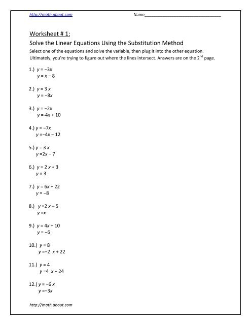 Solve Linear Equations with Ease: Systems Worksheet