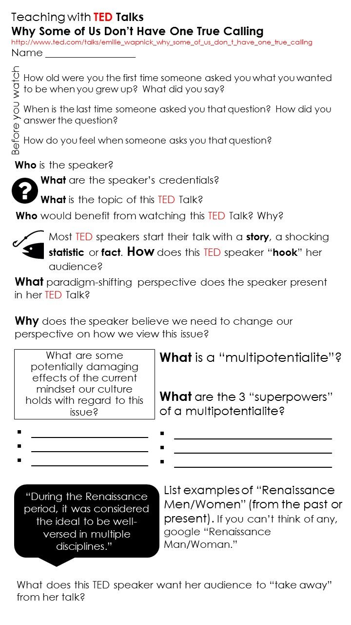 TED Talk Worksheet