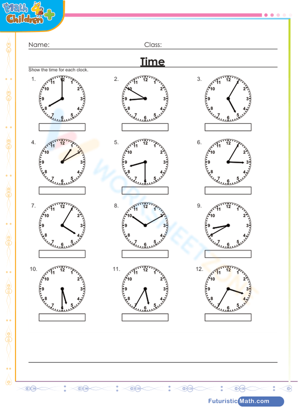 Mastering Time: Telling Time by 5 Minutes Worksheets