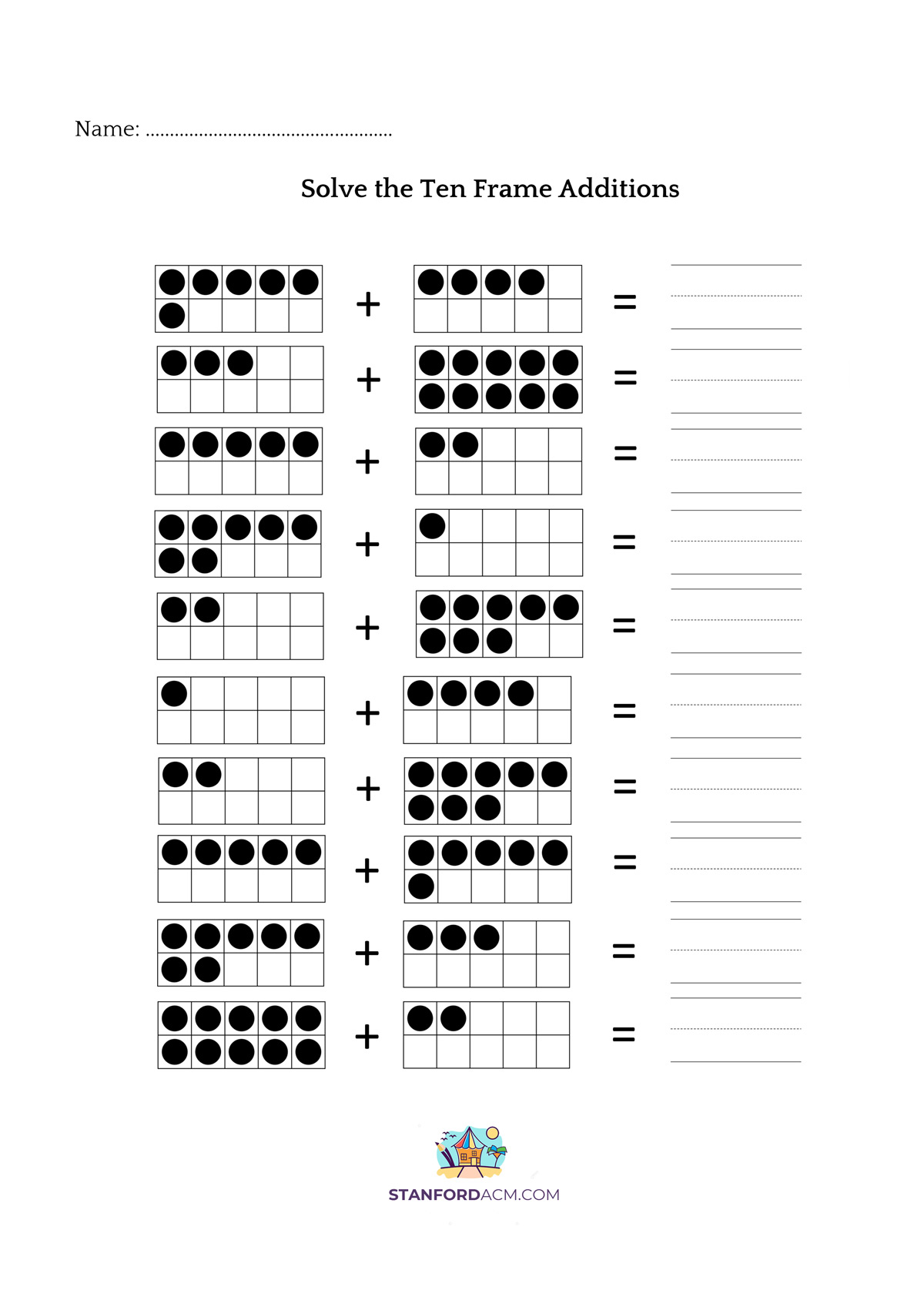 Ten Frame Addition Worksheets Pdf