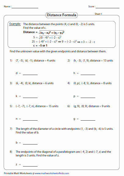 5 Ways to Master the Distance Formula Worksheet